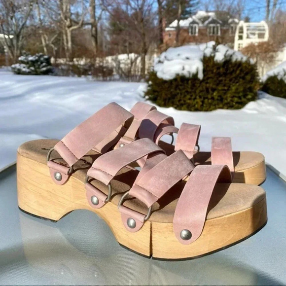 New Free People Virgo Switchback Sandals Platform Wood Clog Sandals Pink US 10 - Picture 10 of 11
